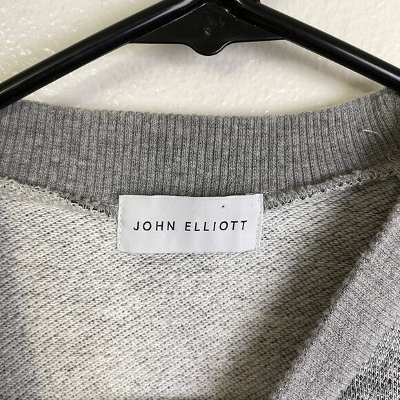 Revolve John Elliott Sweatshirt Mens Size 2 Gray Burnout Mock Neck Destroyed - Picture 8 of 9